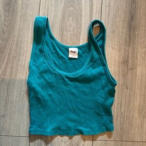 Aritzia TNA Teal Ribbed Tank Top